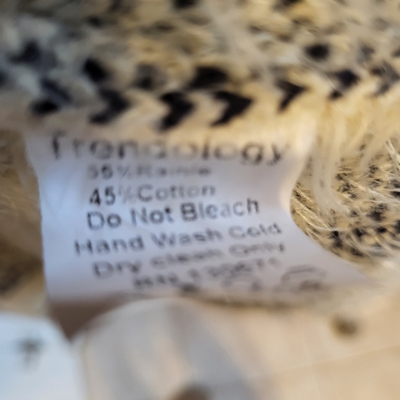 Trendology. Cardigan with QR code design. Navy/indigo & white. Ramie/cotton. S/M - Picture 5 of 5